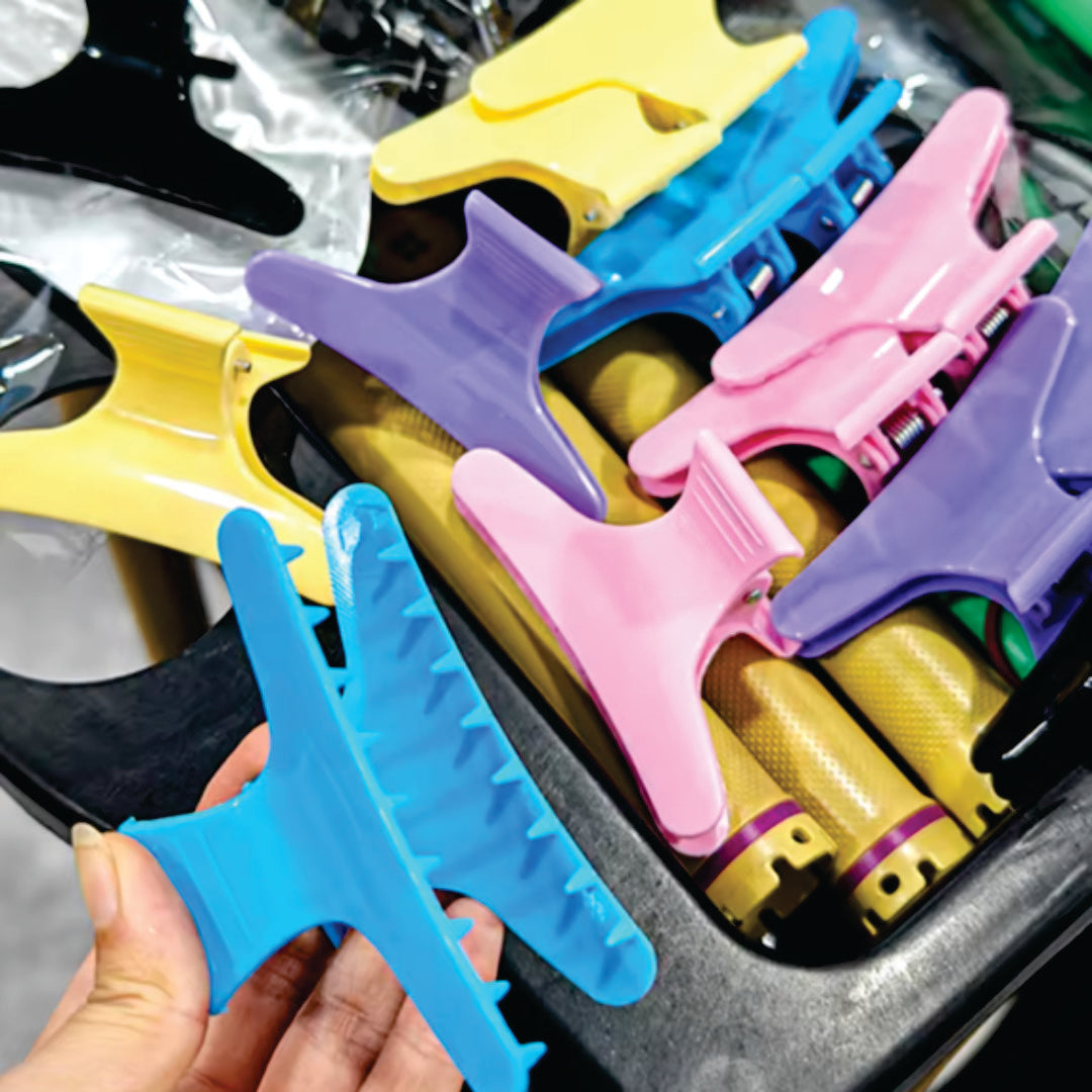 Butterfly Hair Section Clips 12 pc