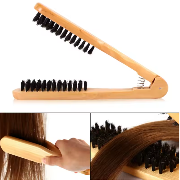 Hair Straightener Brush Wooden