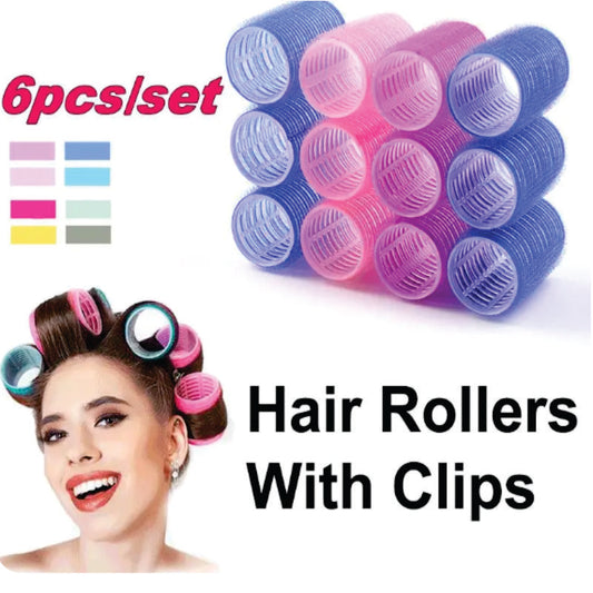 Hair Rollers with Clips 6 Pcs
